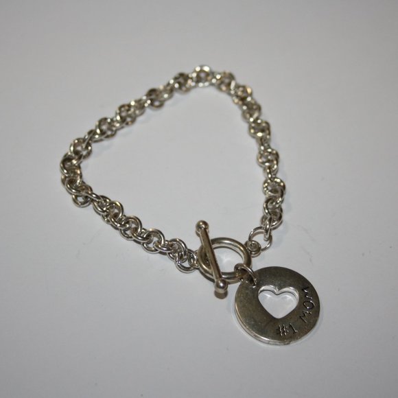 Beautiful silver #1 MOM bracelet 7.5" - Picture 2 of 4